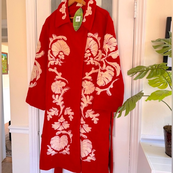 Farm Rio Helen Floral Fleece Coat Festive Season Modern Winter Wardrobe - Picture 13 of 15